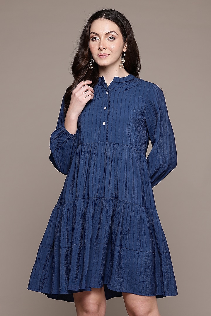 Blue Viscose Summer Dress by Ritu Kumar at Pernia's Pop Up Shop