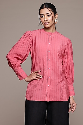 Pink Viscose Shirt by Ritu Kumar
