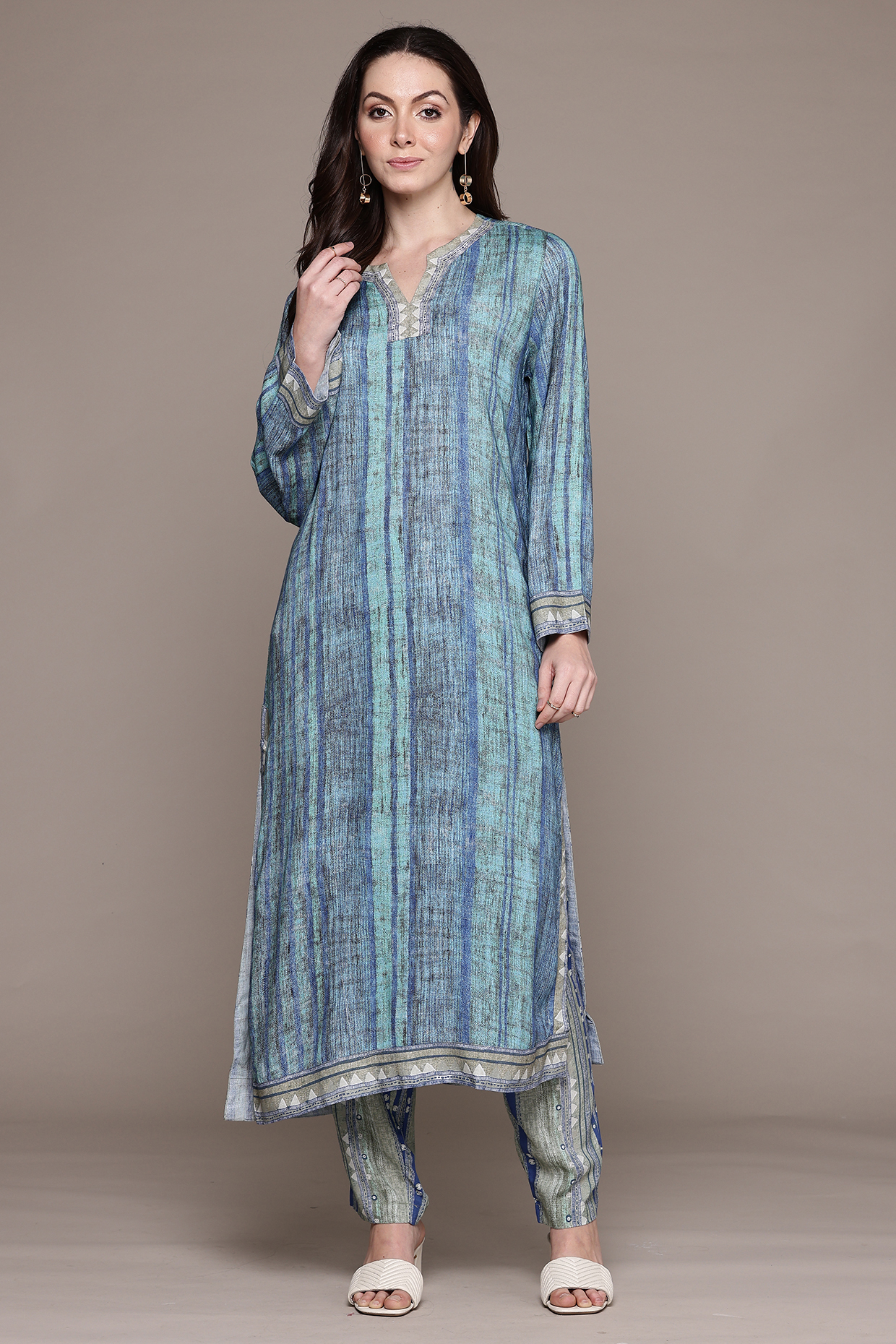 Blue Viscose Kurta Set by Ritu Kumar at Pernia's Pop Up Shop