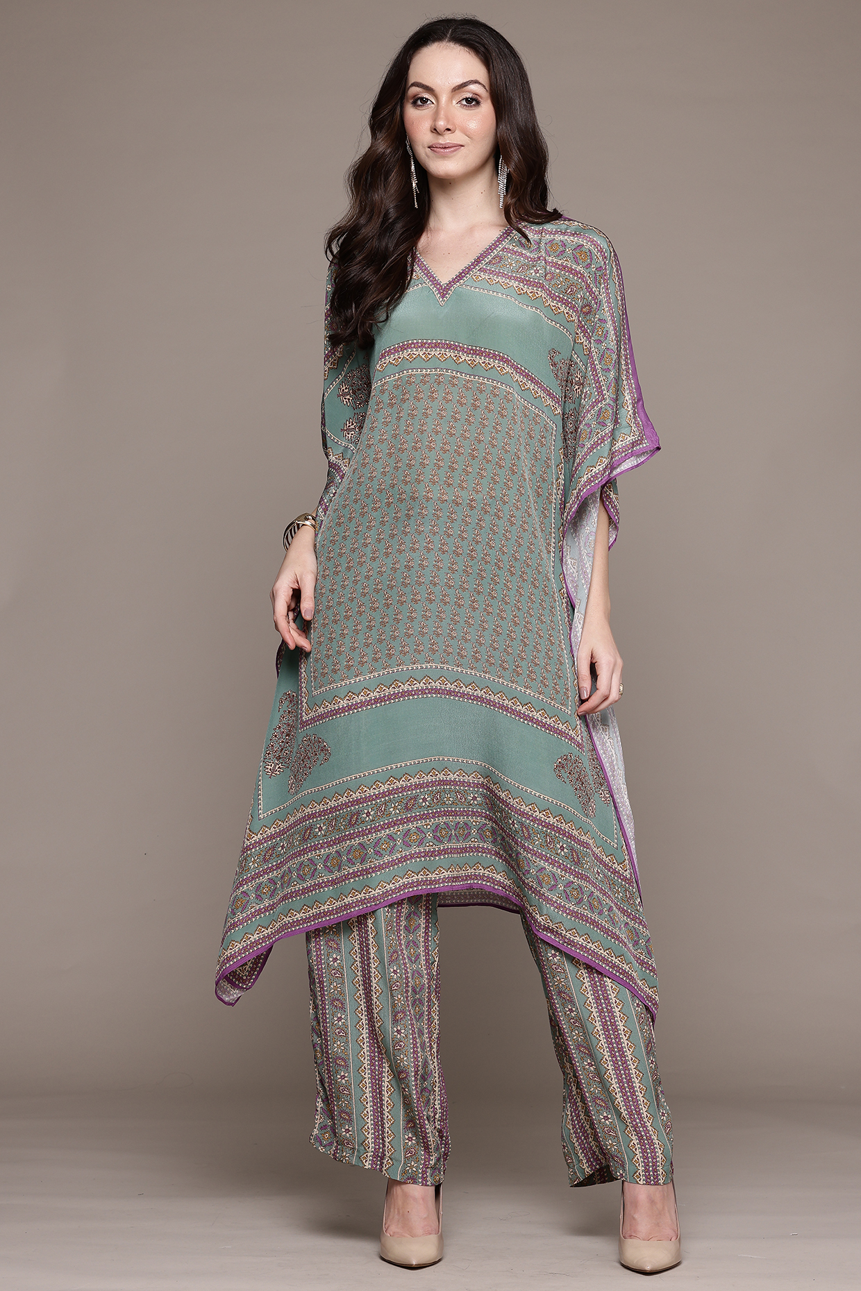 Teal Viscose Kurta Set by Ritu Kumar at Pernia's Pop Up Shop