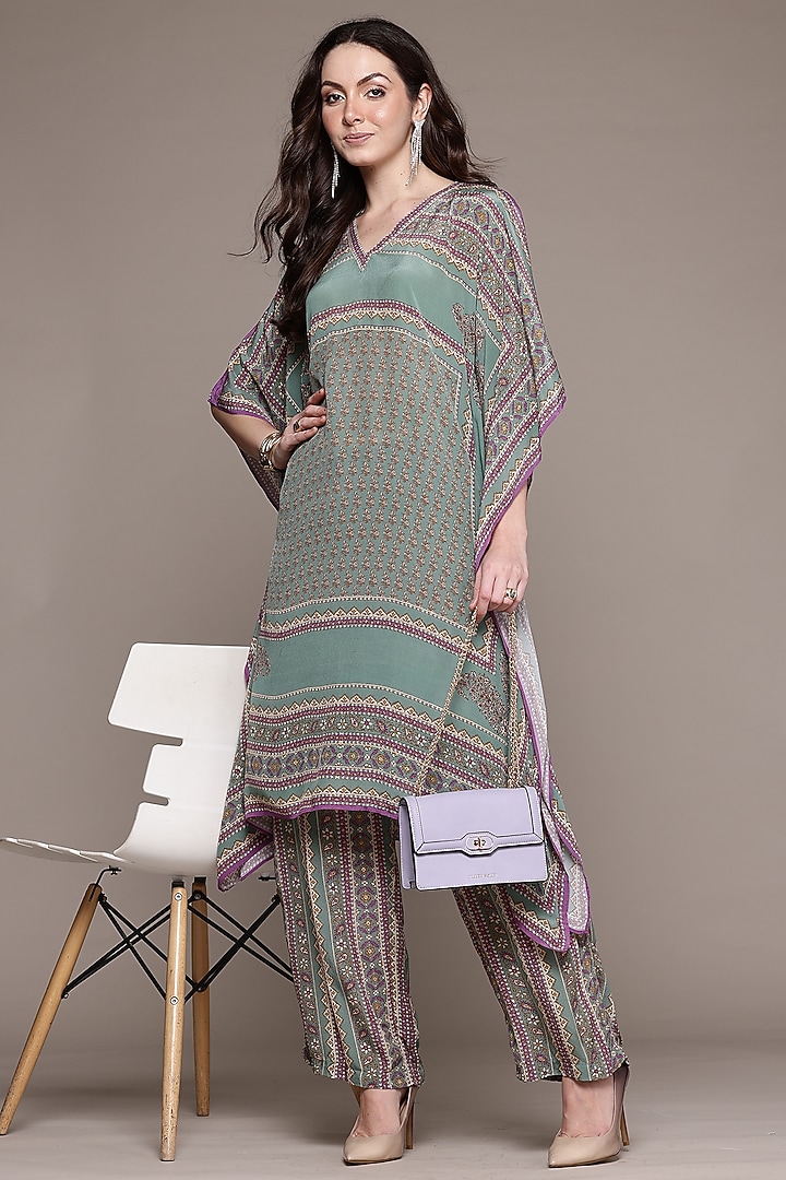 Teal Viscose Kurta Set by Ritu Kumar at Pernia's Pop Up Shop