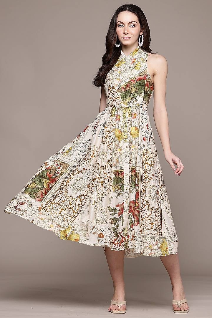 Off-White Cotton & Silk Summer Dress by Ritu Kumar at Pernia's Pop Up Shop