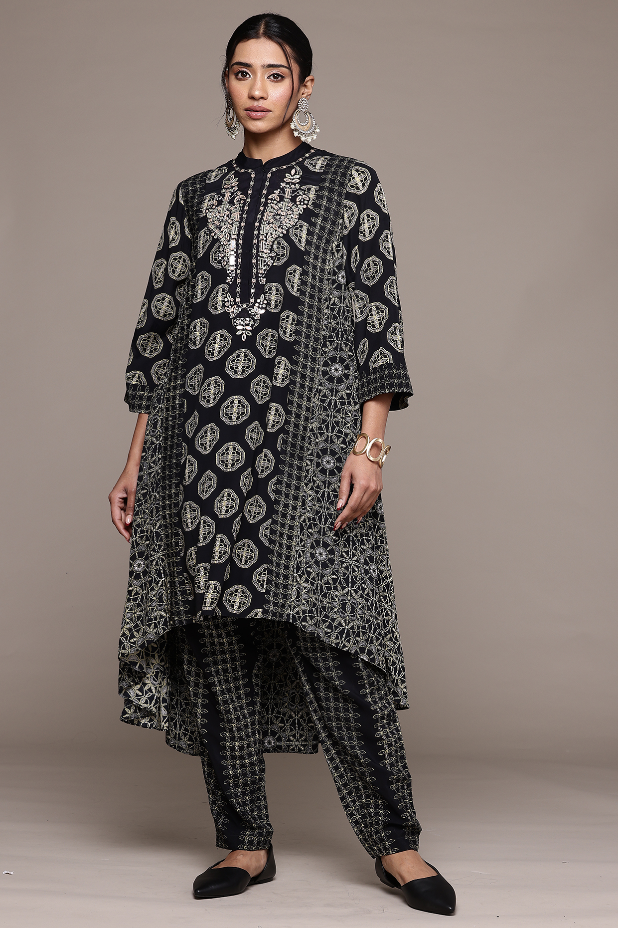 Black Viscose Kurta Set by Ritu Kumar at Pernia's Pop Up Shop