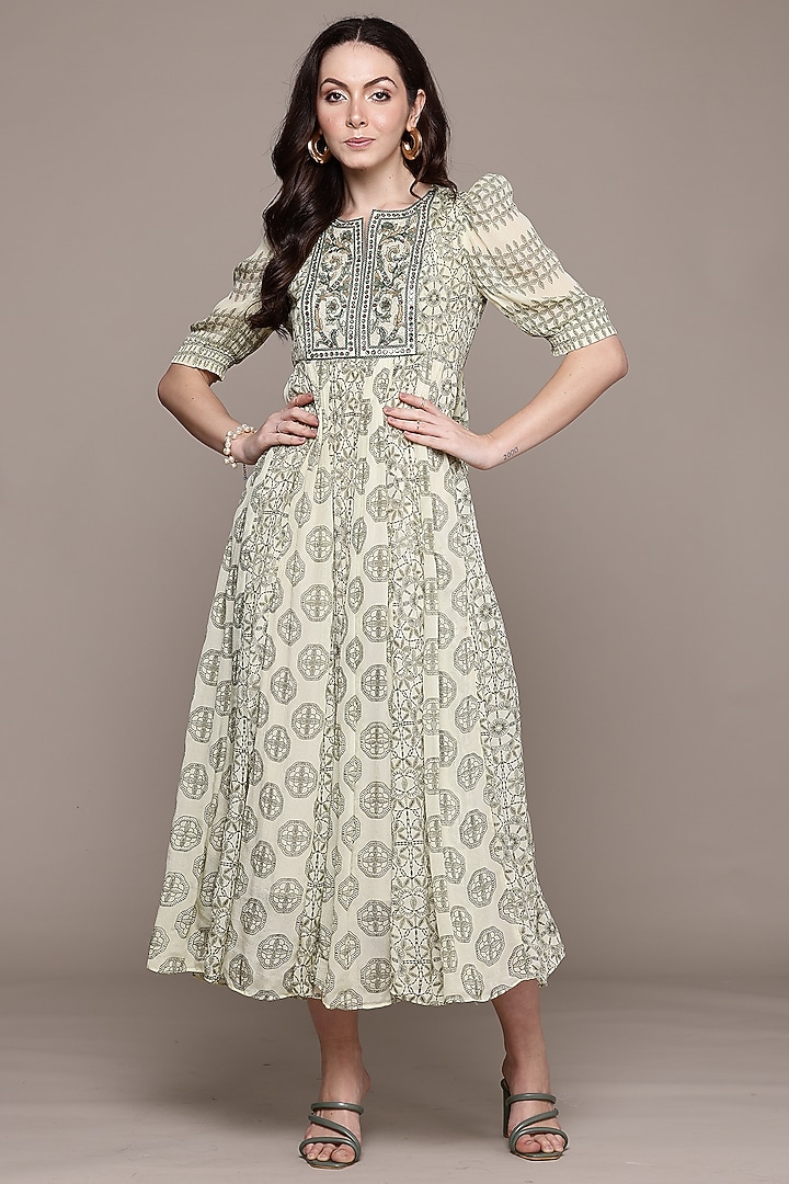 Green Viscose Maxi Summer Dress by Ritu Kumar at Pernia's Pop Up Shop