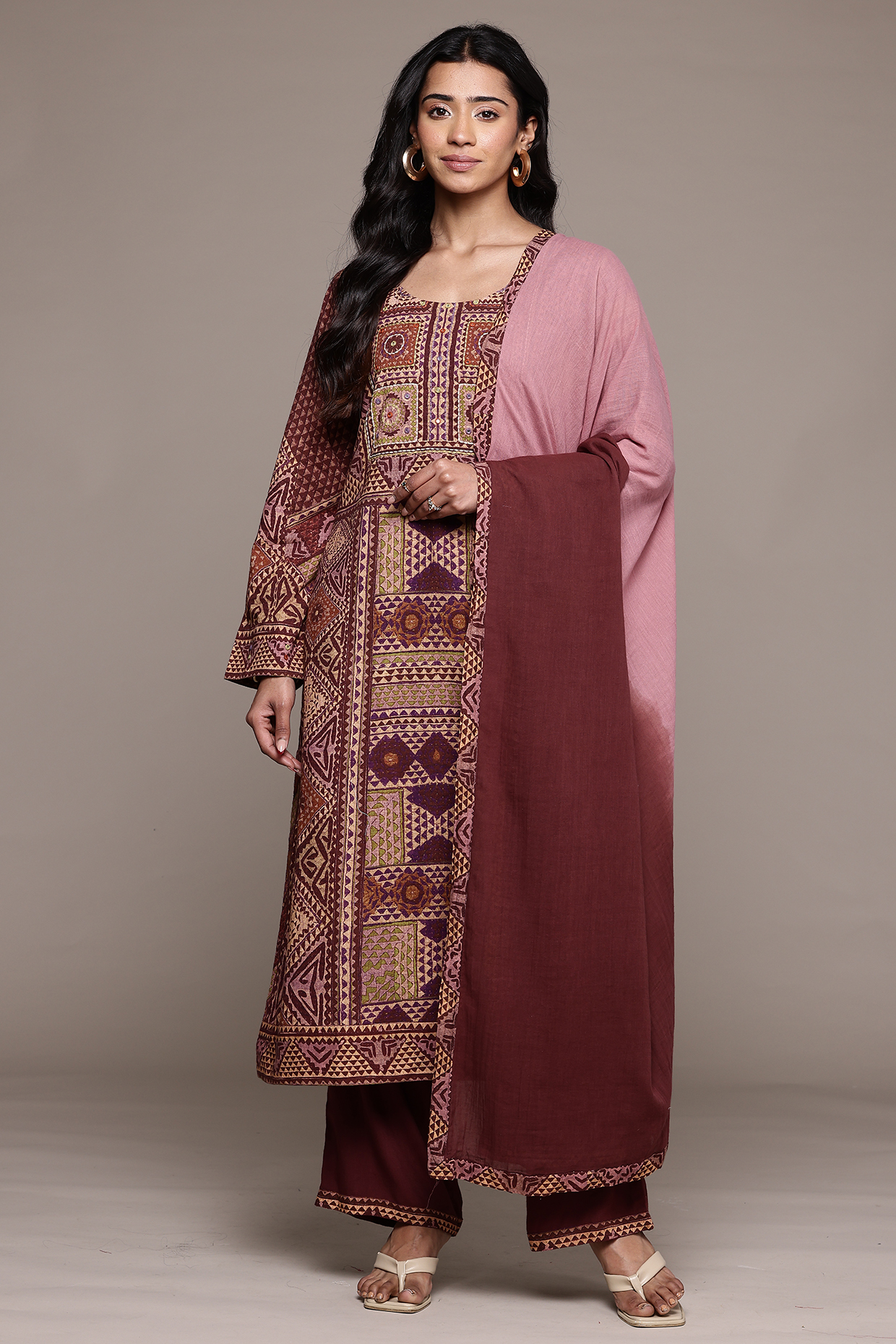 Prune Colored Cotton Kurta Set by Ritu Kumar at Pernia's Pop Up Shop