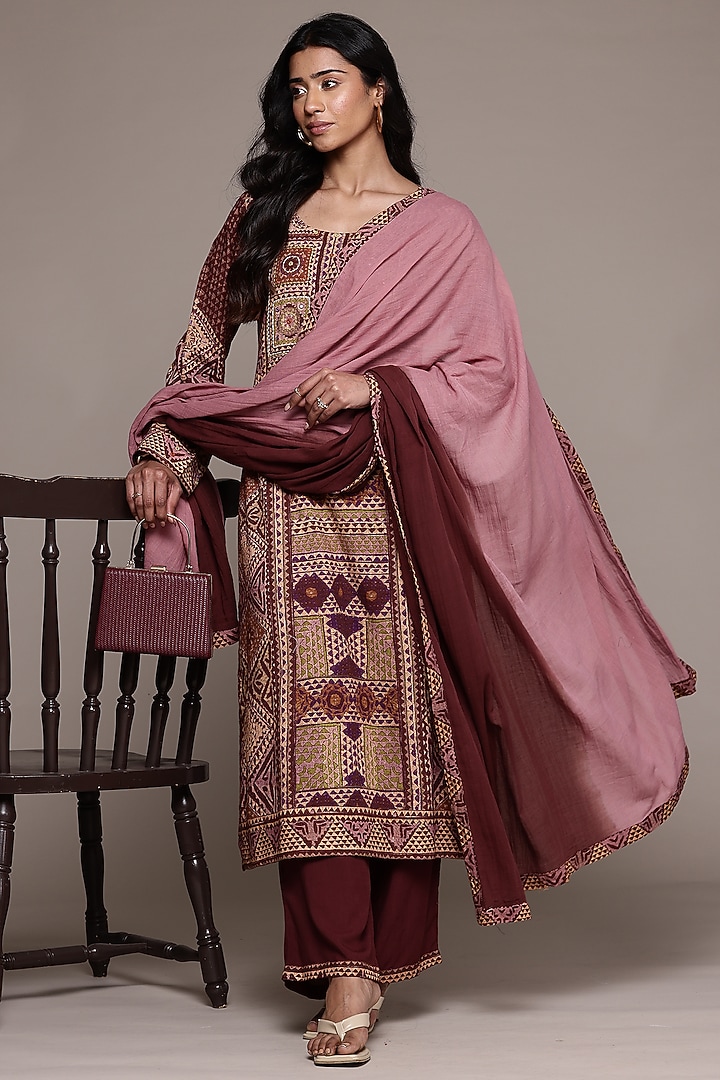 Prune Colored Cotton Kurta Set by Ritu Kumar at Pernia's Pop Up Shop