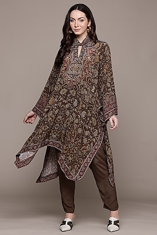 Brown Viscose Kurta Set by Ritu Kumar