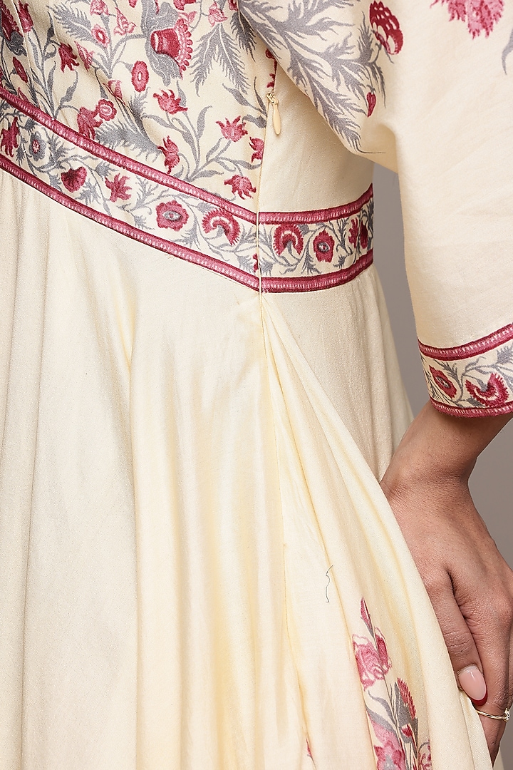 Off-White Cotton & Silk Maxi Vacation Dress by Ritu Kumar at Pernia's Pop Up Shop