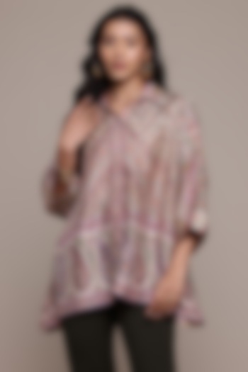 Off-White & Multi-Colored Silk Floral Kurta by Ritu Kumar at Pernia's Pop Up Shop