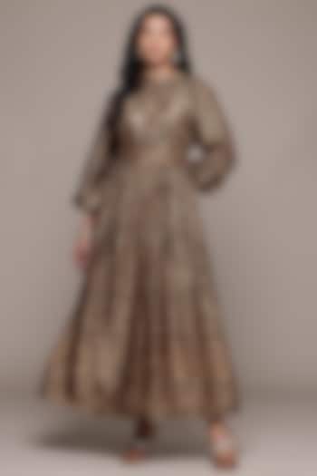 Black & Beige Silk Maxi Vacation Dress by Ritu Kumar at Pernia's Pop Up Shop