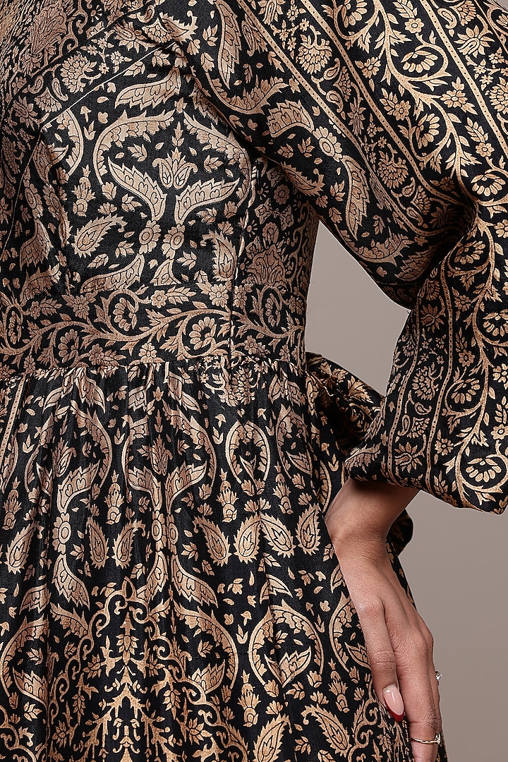 Black & Beige Silk Maxi Vacation Dress by Ritu Kumar at Pernia's Pop Up Shop