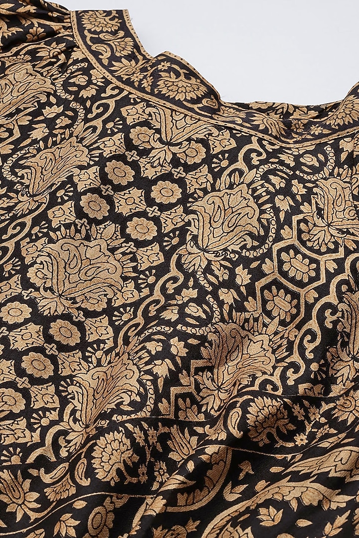 Black & Beige Silk Maxi Vacation Dress by Ritu Kumar at Pernia's Pop Up Shop