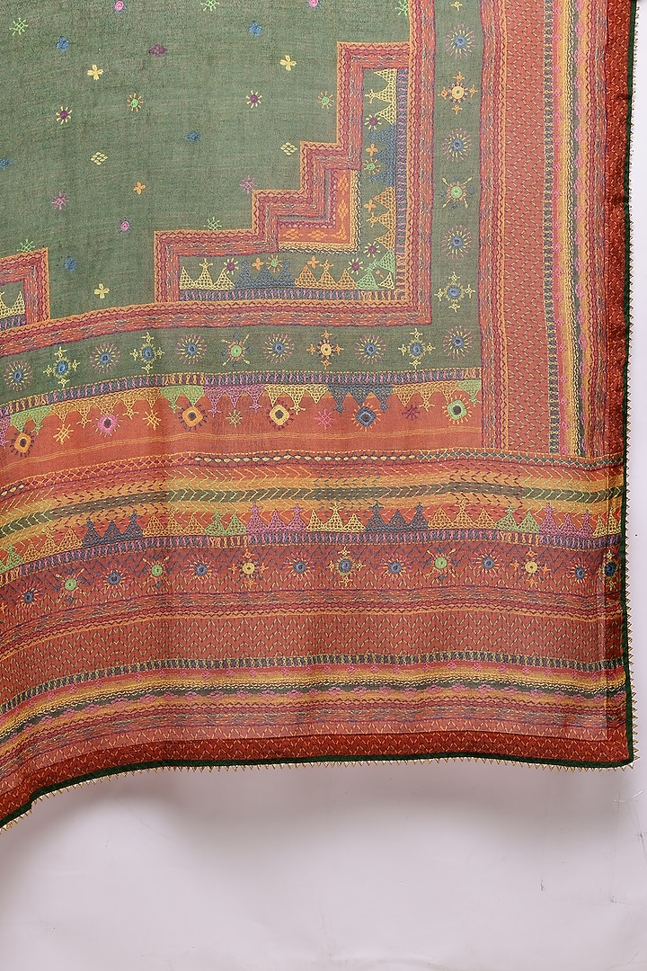 Brick & Multi-Colored Silk Kurta Set by Ritu Kumar at Pernia's Pop Up Shop
