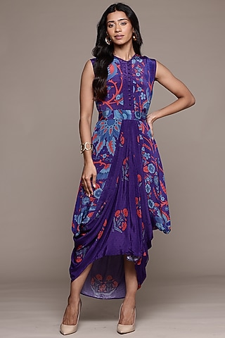 Purple Viscose Dress by Ritu Kumar