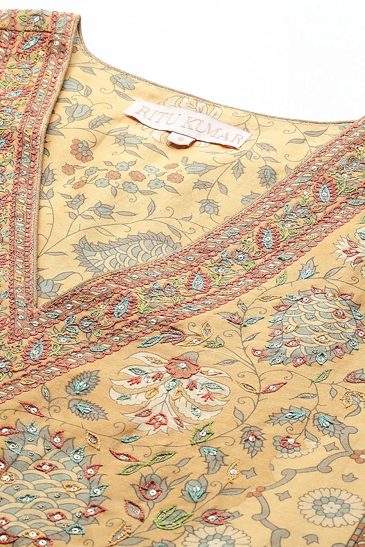 Lemon Yellow Silk Chanderi Kurta Set by Ritu Kumar at Pernia's Pop Up Shop