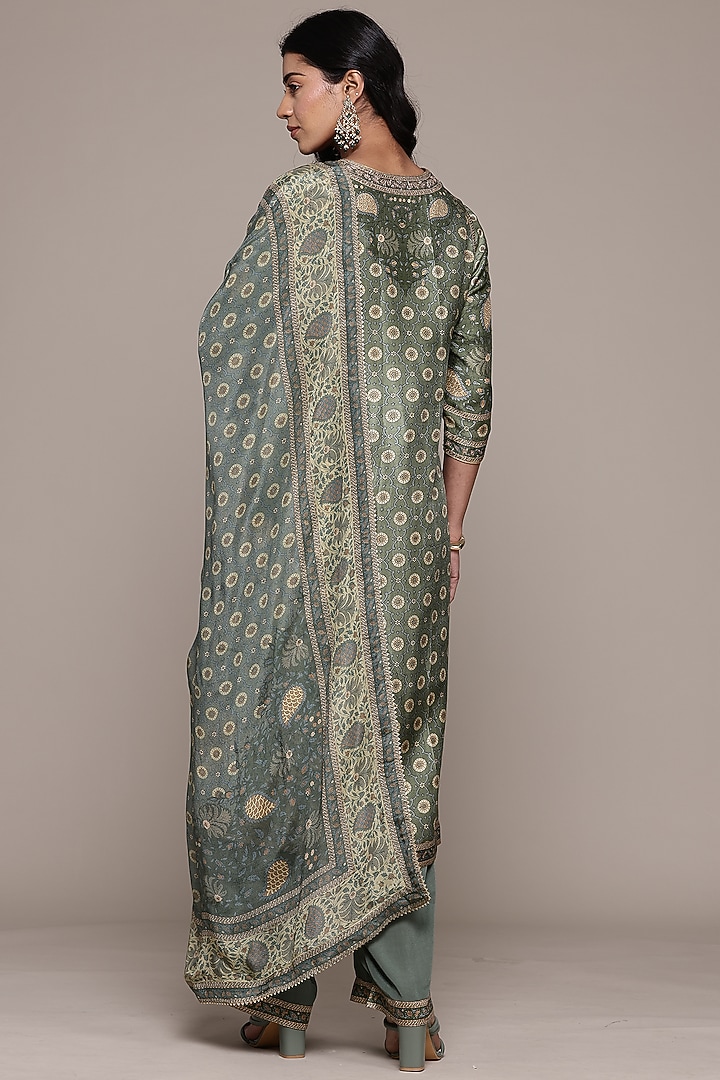 Khaki Murshidabad Silk Kurta Set by Ritu Kumar at Pernia's Pop Up Shop