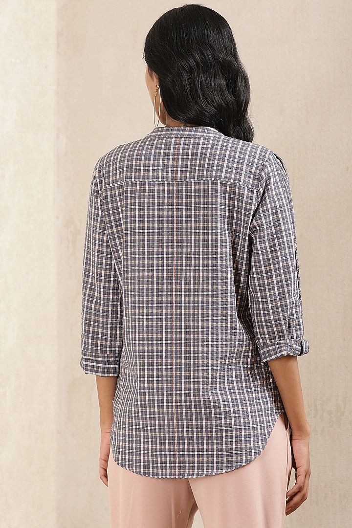 Midnight Blue Cotton Shirt by Ritu Kumar at Pernia's Pop Up Shop