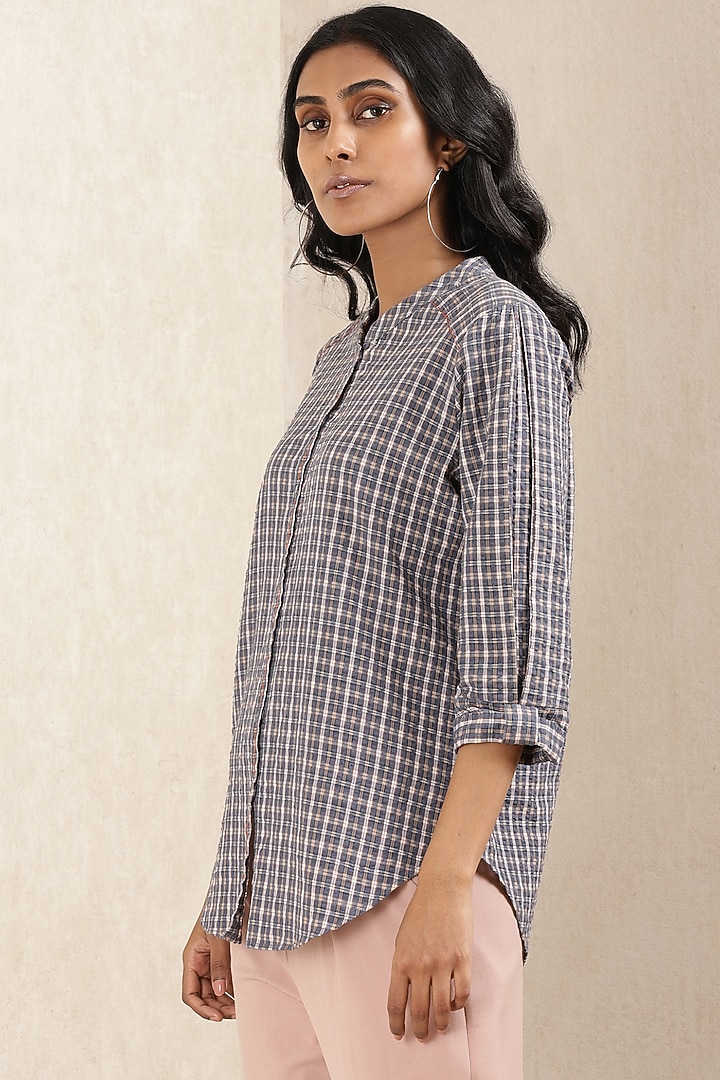 Midnight Blue Cotton Shirt by Ritu Kumar at Pernia's Pop Up Shop