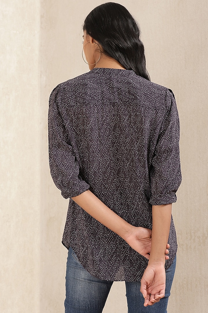 Black Viscose Silk Shirt by Ritu Kumar at Pernia's Pop Up Shop