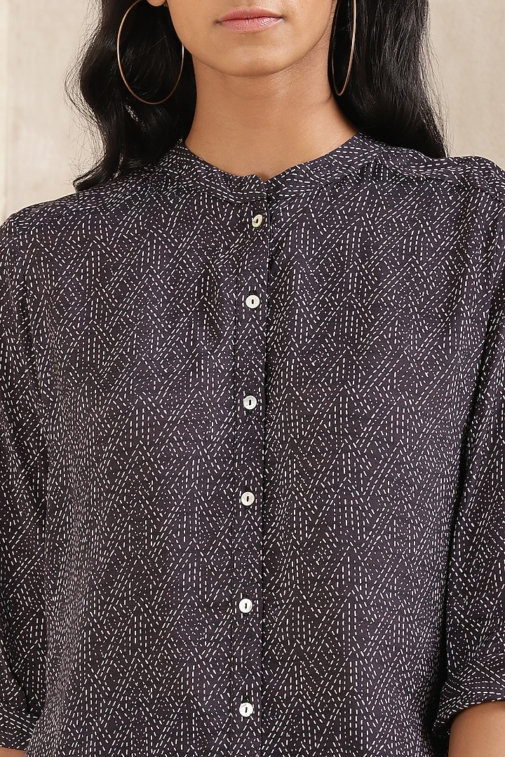 Black Viscose Silk Shirt by Ritu Kumar at Pernia's Pop Up Shop