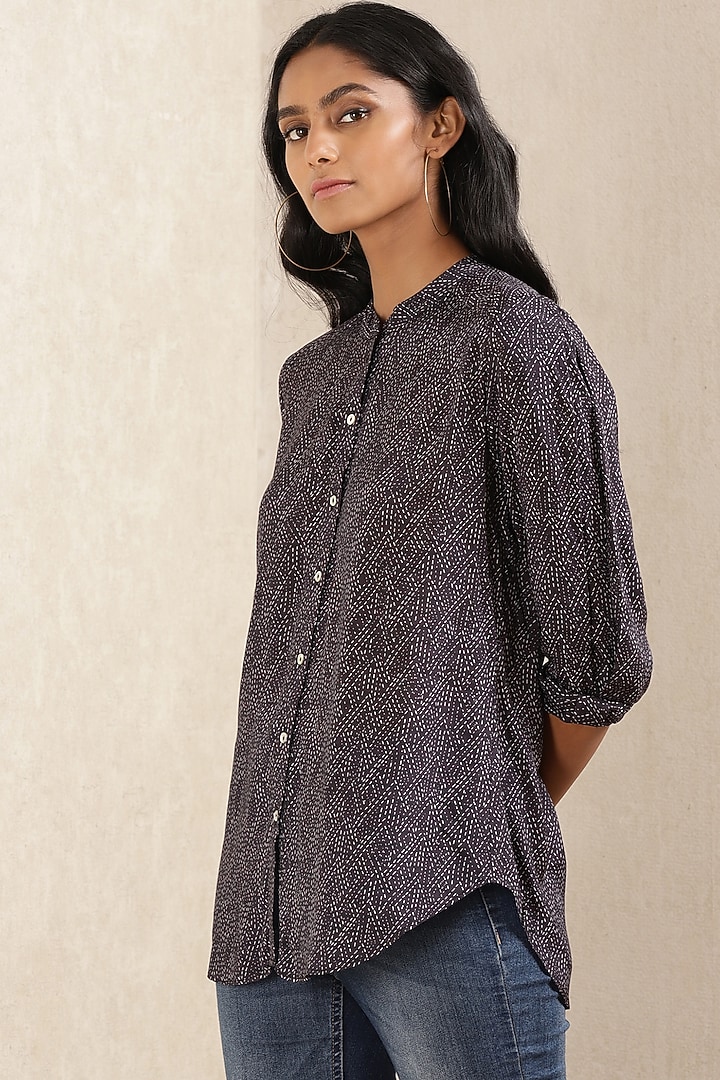 Black Viscose Silk Shirt by Ritu Kumar at Pernia's Pop Up Shop