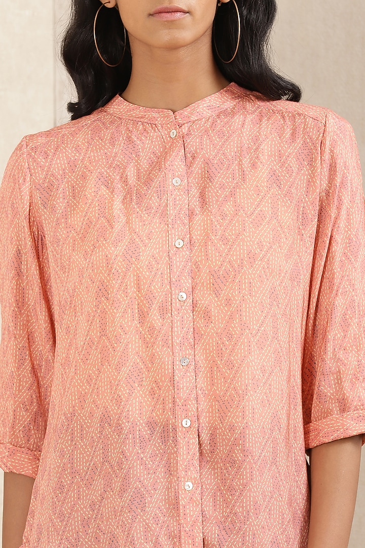Peach Viscose Silk Shirt by Ritu Kumar at Pernia's Pop Up Shop
