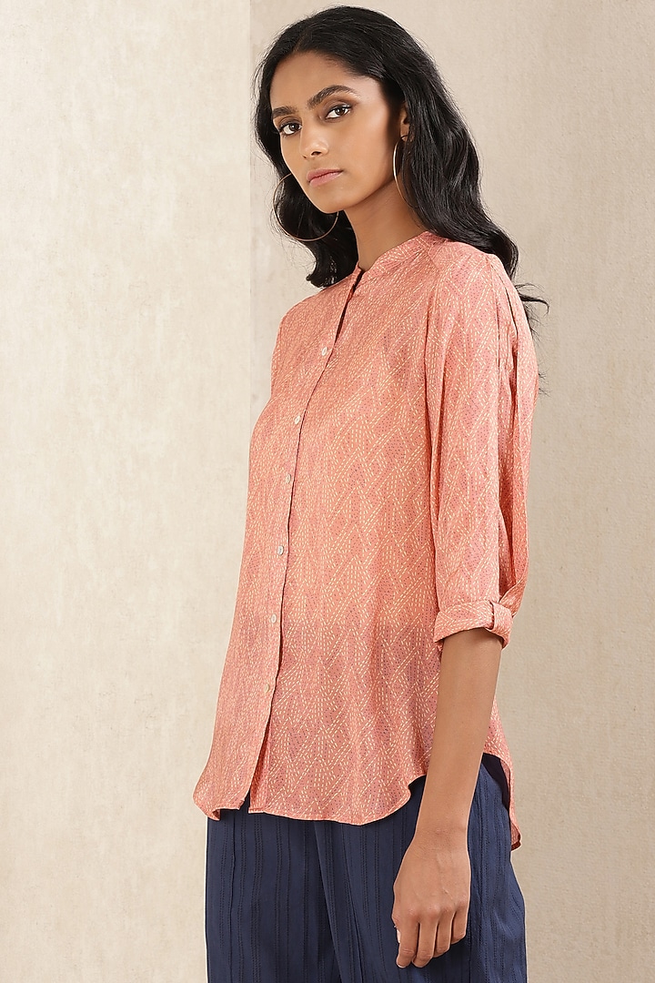 Peach Viscose Silk Shirt by Ritu Kumar at Pernia's Pop Up Shop
