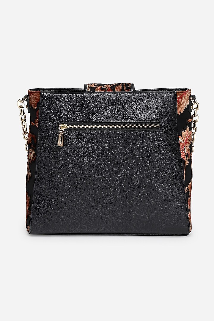 Black Printed Tote Bag by Ritu Kumar at Pernia's Pop Up Shop