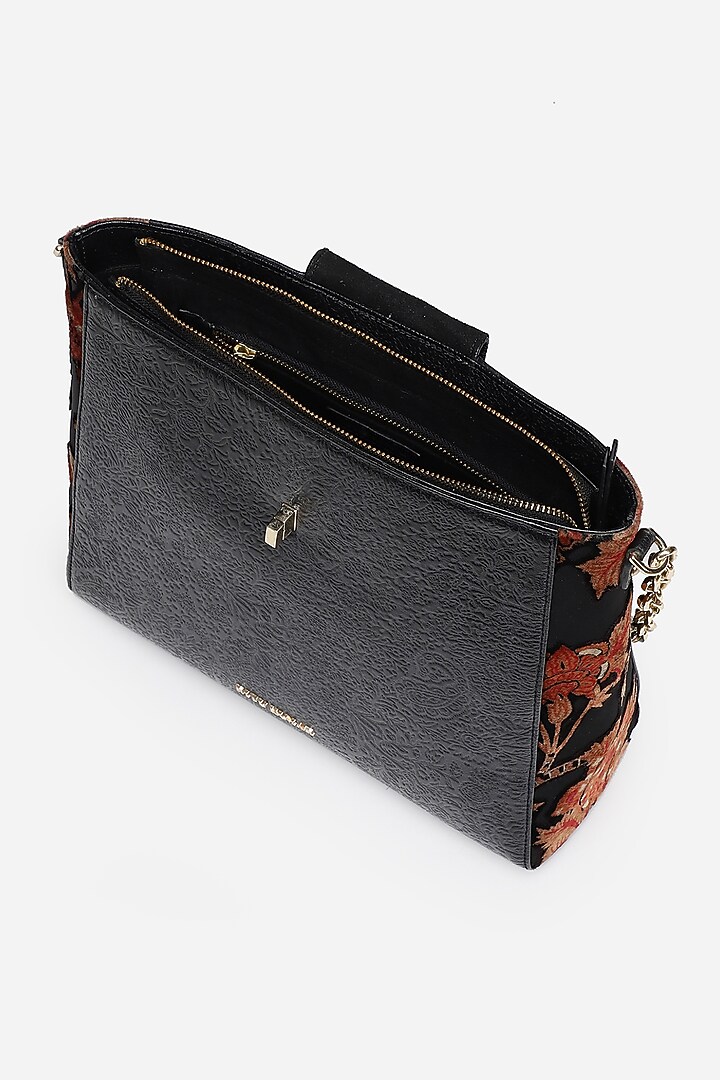 Black Printed Tote Bag by Ritu Kumar at Pernia's Pop Up Shop