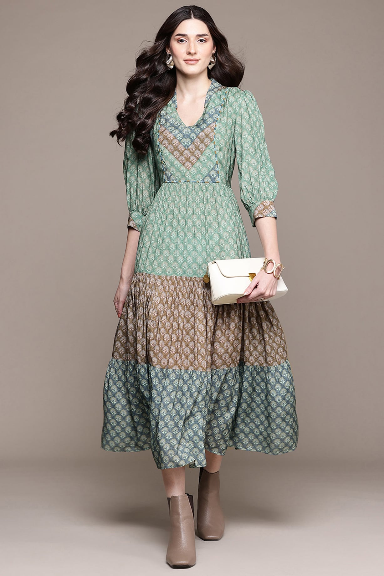 Green Viscose Silk Screen Printed A-Line Maxi Summer Dress by Ritu Kumar at  Pernia's Pop Up Shop 2026