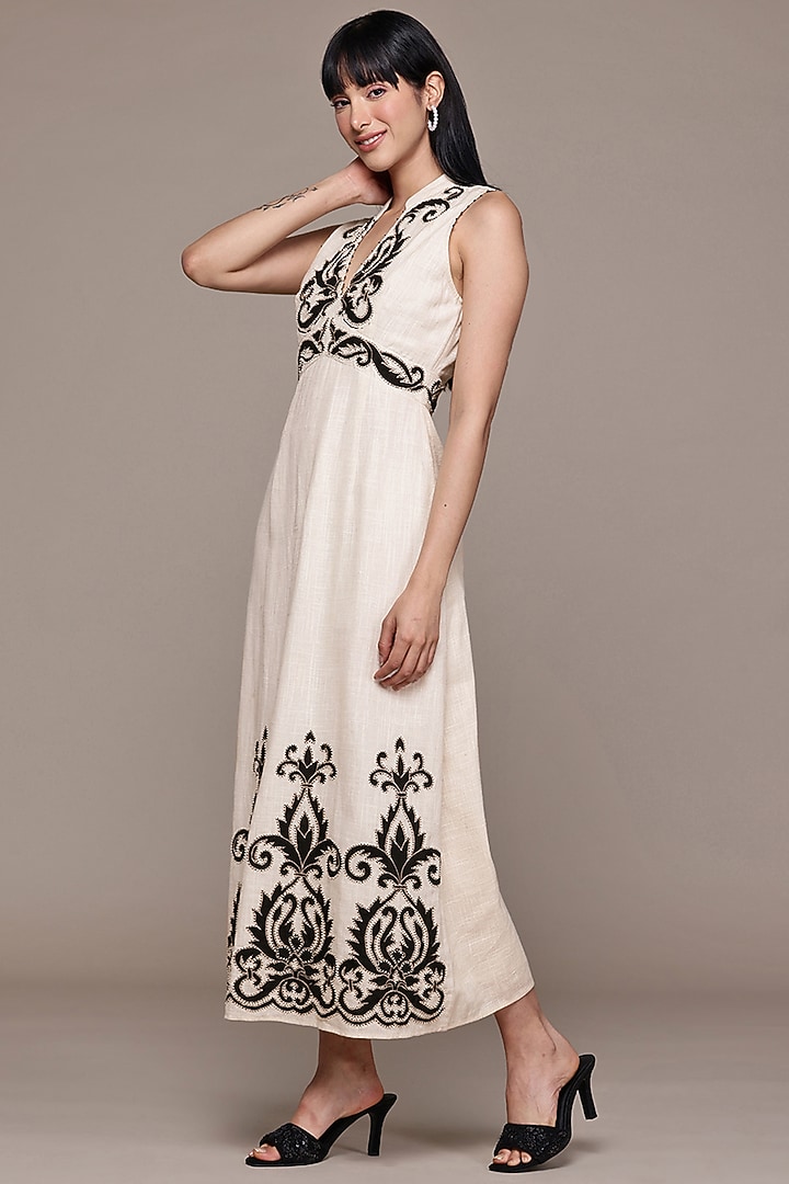 Ecru Cotton Slub A-Line Maxi Summer Dress by Ritu Kumar at Pernia's Pop Up Shop