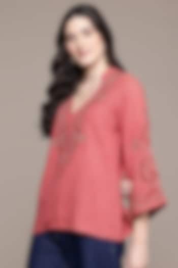 Pink Cotton Slub Top by Ritu Kumar at Pernia's Pop Up Shop