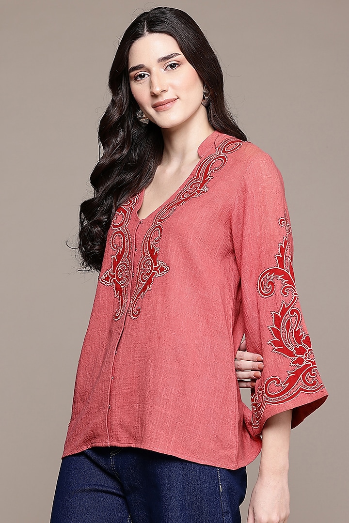 Pink Cotton Slub Top by Ritu Kumar at Pernia's Pop Up Shop