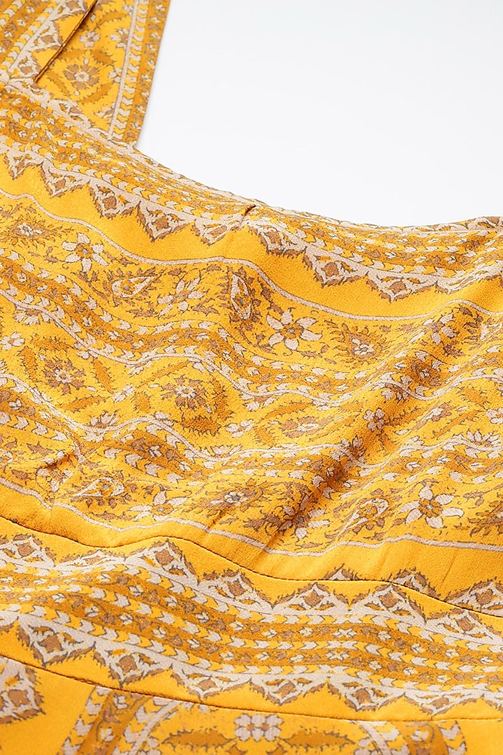 Yellow Viscose Crepe Digital Printed Maxi Summer Dress by Ritu Kumar at Pernia's Pop Up Shop