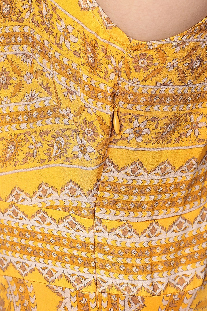 Yellow Viscose Crepe Digital Printed Maxi Summer Dress by Ritu Kumar at Pernia's Pop Up Shop