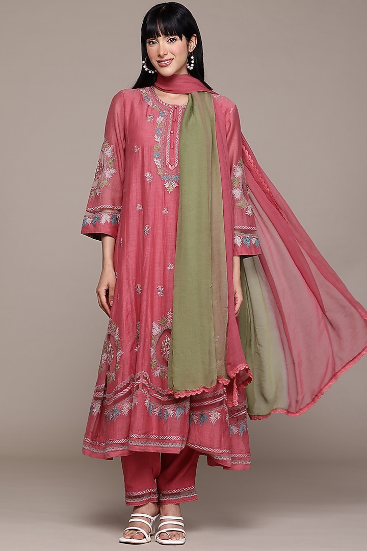 Pink Cotton & Silk Kurta Set by Ritu Kumar at Pernia's Pop Up Shop