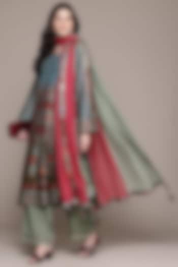 Blue Cotton & Silk Digital Printed Kurta Set by Ritu Kumar at Pernia's Pop Up Shop