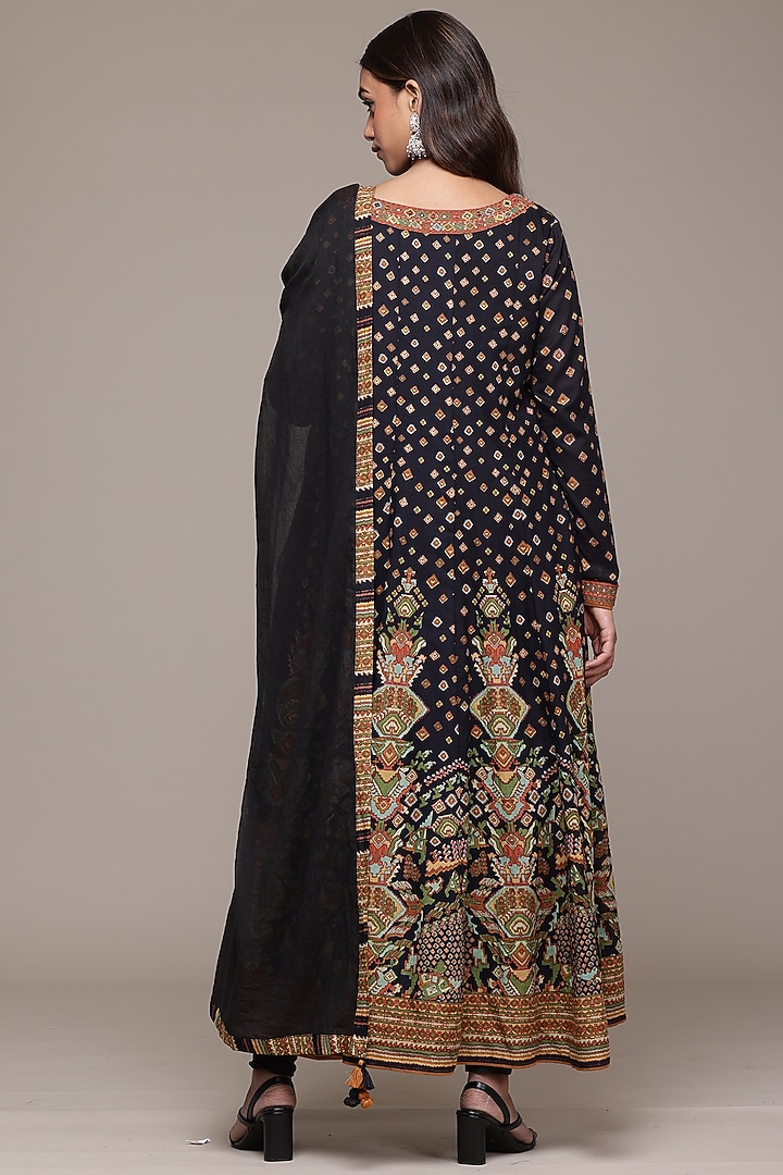 Black Cotton Voile Aztec Printed Kurta Set by Ritu Kumar at Pernia's Pop Up Shop