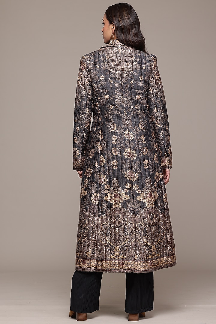 Black Dupion Silk Embroidered Jacket by Ritu Kumar at Pernia's Pop Up Shop