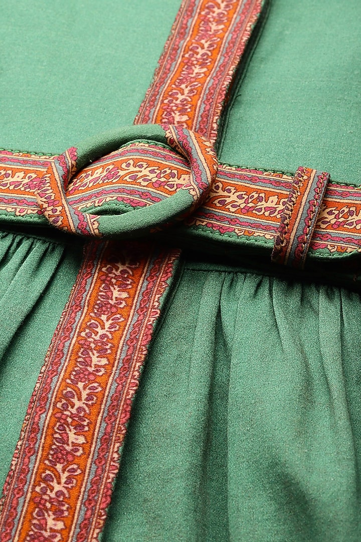 Green Cotton Satin Digital Printed A-Line Maxi Summer Dress by Ritu Kumar at Pernia's Pop Up Shop