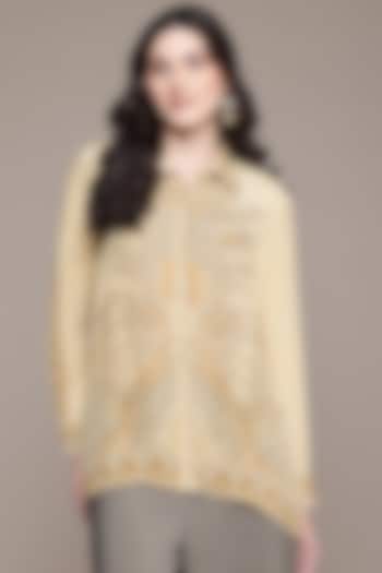 Beige Viscose Crepe Digital Printed Shirt by Ritu Kumar at Pernia's Pop Up Shop