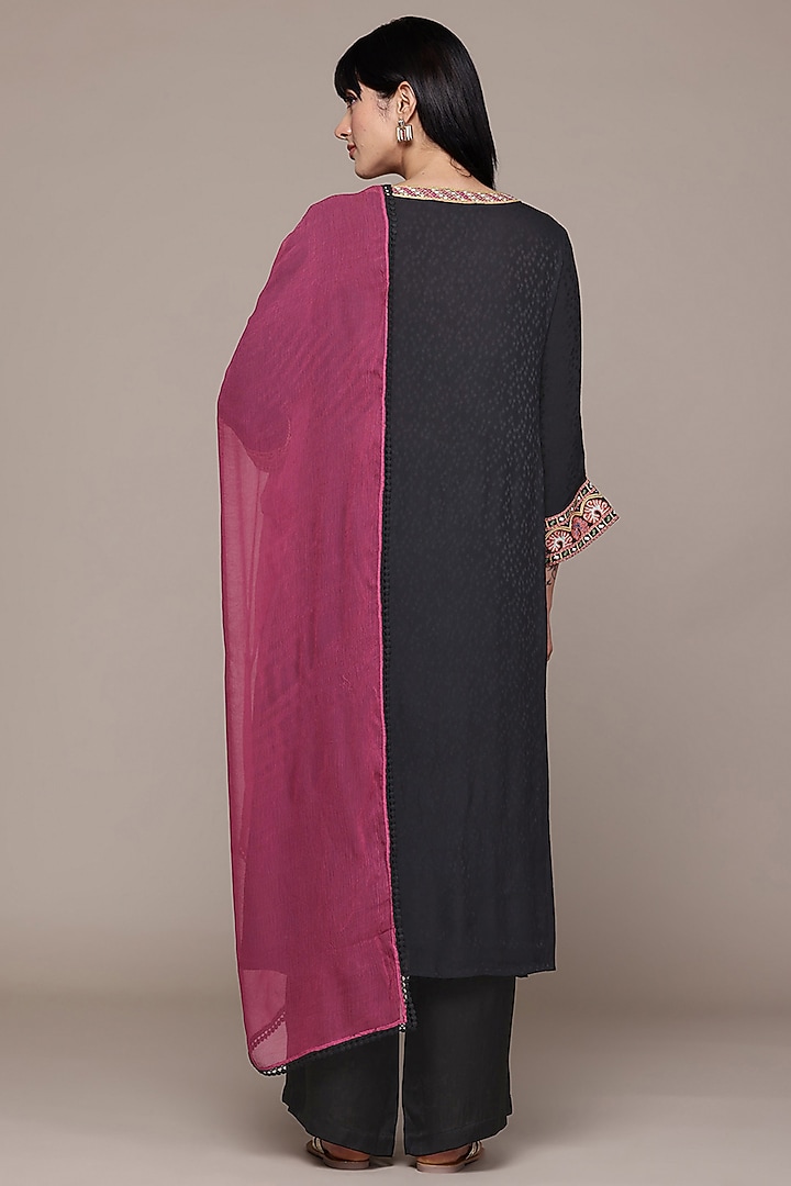 Black Viscose Dobby Kurta Set by Ritu Kumar at Pernia's Pop Up Shop