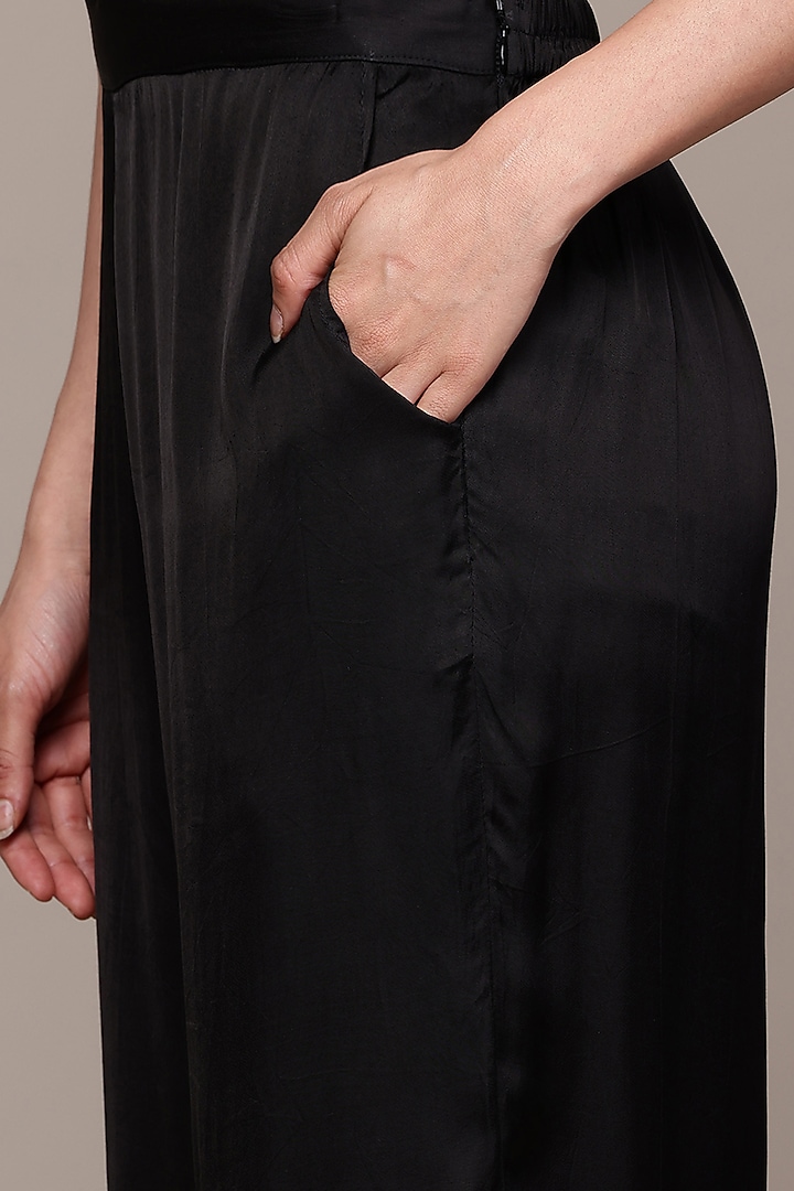 Black Viscose Dobby Kurta Set by Ritu Kumar at Pernia's Pop Up Shop