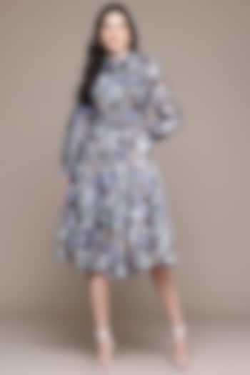 Blue Cotton & Silk Screen Printed Maxi Summer Dress by Ritu Kumar at Pernia's Pop Up Shop