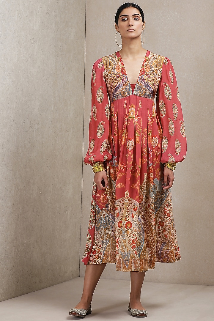 Pink Paisley Printed Summer Dress by Ritu Kumar at Pernia's Pop Up Shop