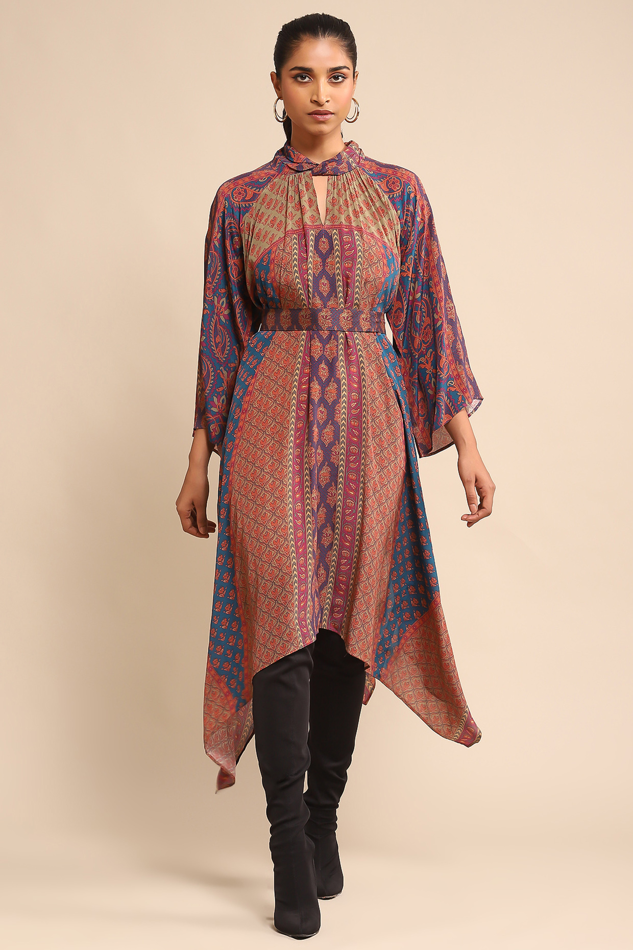 Purple & Multi-Colored Silk Printed Kurta by Ritu Kumar at Pernia's Pop Up Shop