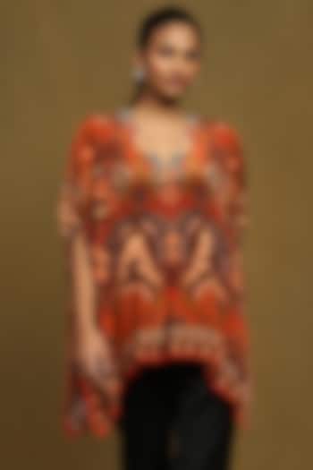 Rust & Multi-Colored Viscose Floral Mandala Printed Kurta by Ritu Kumar at Pernia's Pop Up Shop