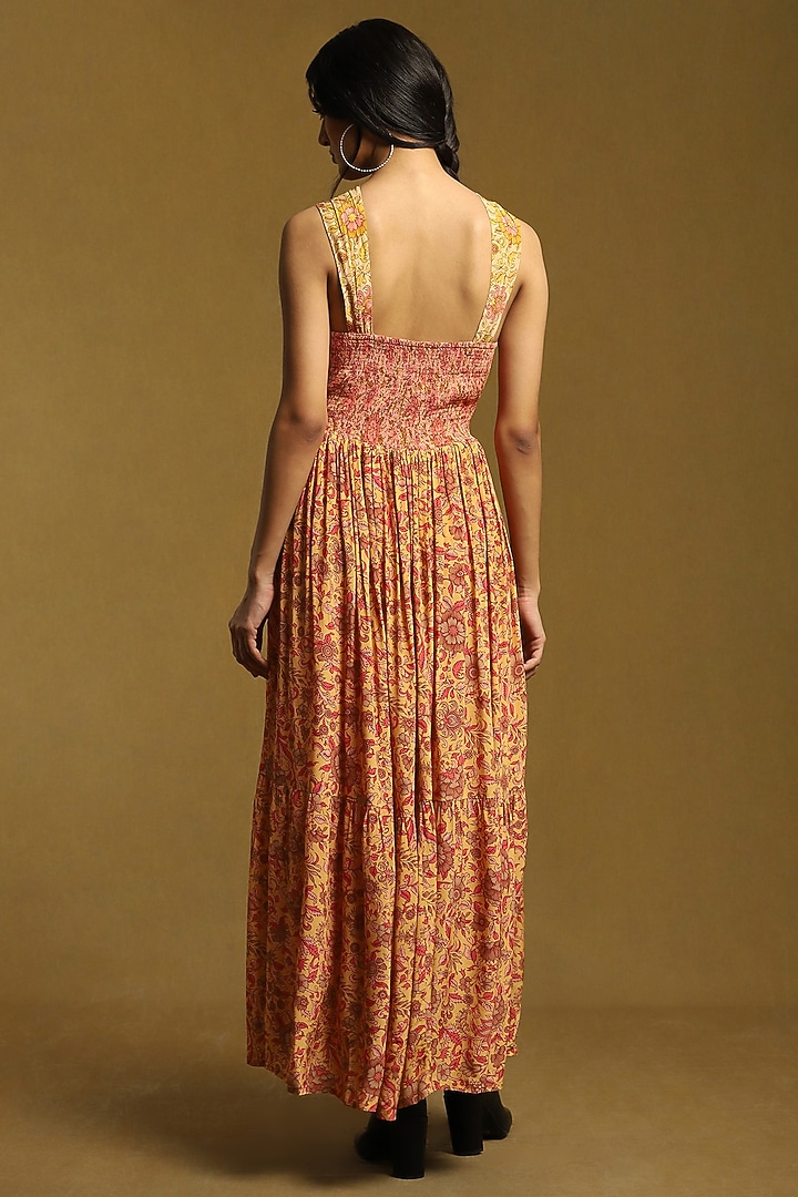 Peach Viscose Printed Summer Dress by Ritu Kumar at Pernia's Pop Up Shop