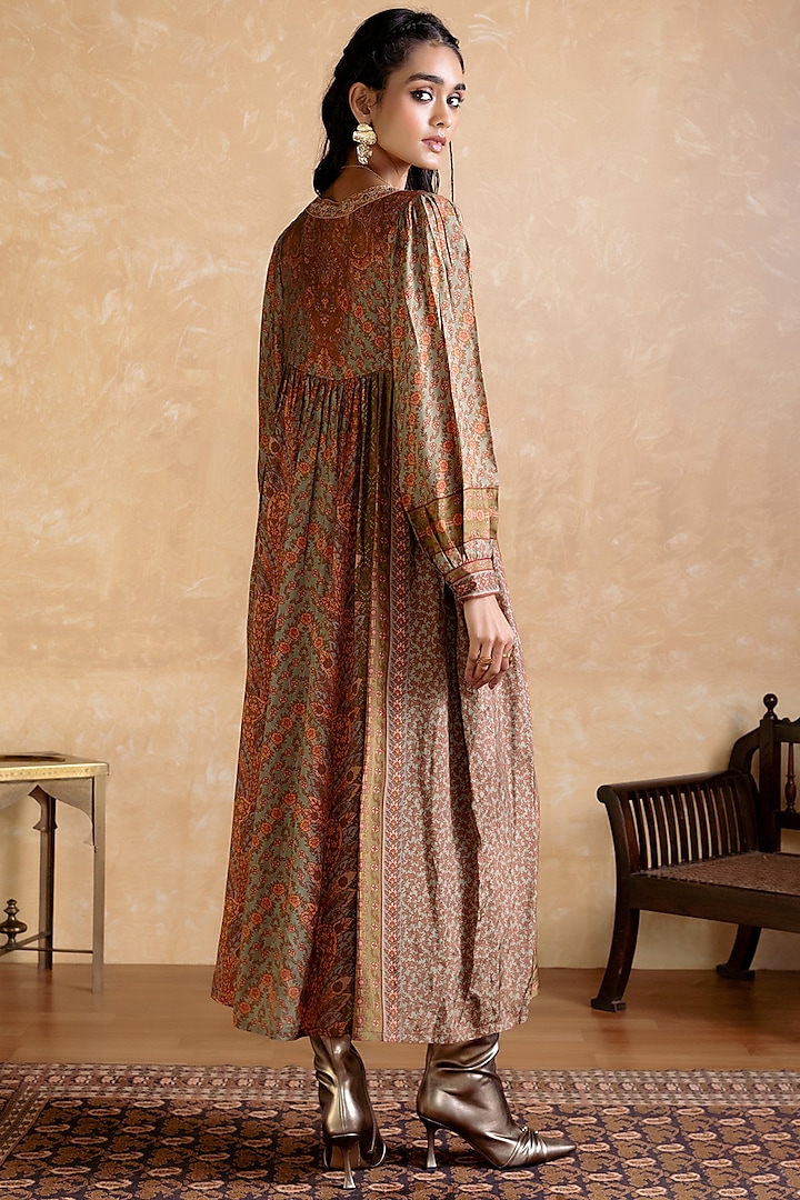 Green Viscose Tabby Floral Printed Vacation Dress by Ritu Kumar at Pernia's Pop Up Shop