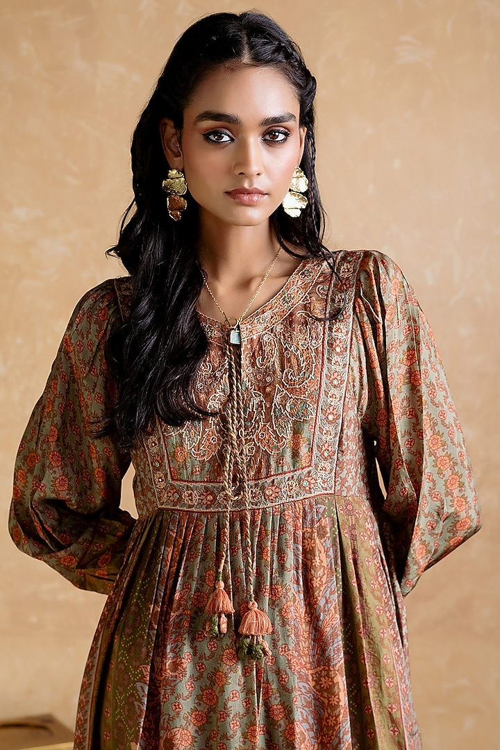 ritu kumar green dress Label RITU KUMAR Green Button-Down Long Dress main image 0